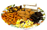 Festive Fall Gourmet and Chocolate Gift Basket. Hand-Crafted and Customizable with a huge double bow. Filled with chocolates, cookies, candy, snacks
