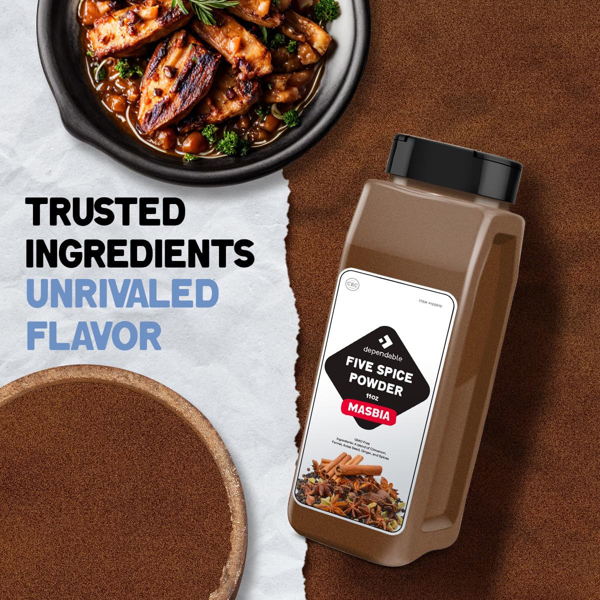 Dependable Food Chinese Five Spice Blend - 11 oz. Resealable Pouch - Natural, Non-GMO, Allergen-Free, No Additives, Kosher - Asian Spice Mix Seasoning