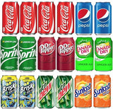Soft Drink Assortment Variety: Cola, Pepsi, Sprite, Mountain Dew, Dr. Pepper, Brisk Iced Tea, Canada Dry Ginger Ale, Sunkist - 12 Fl Oz cans (18 Pack)