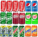 Soft Drink Assortment Variety: Cola, Pepsi, Sprite, Mountain Dew, Dr. Pepper, Brisk Iced Tea, Canada Dry Ginger Ale, Sunkist - 12 Fl Oz cans (18 Pack)