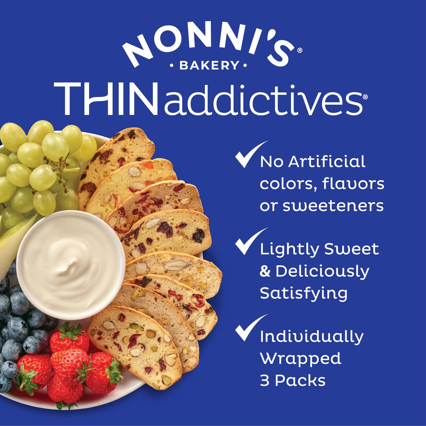 Nonni's Thin Addictives Cranberry Almond Thins, 4.4 Ounce (Pack of 3)