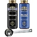 Ghirardelli Sea Salt Caramel and Chocolate Flavored Sauce 16 oz Squeeze Bottles (Pack of 2) with Ghirardelli Stamped Barista Spoon