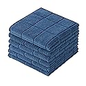 Alcoztily Microfiber Terry Dish Rags Set of 6, Super Absorbent and Lint Free Dish Cloths for Household, 11 x 11 Inches (Navy Blue, 6)