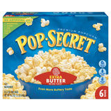 Pop Secret Extra Butter Microwave Popcorn 6ct (3.2oz Bags), 19.2oz Box (Pack of 1) - Microwave Popcorn, Non-GMO Popcorn, Extra Buttery Popcorn