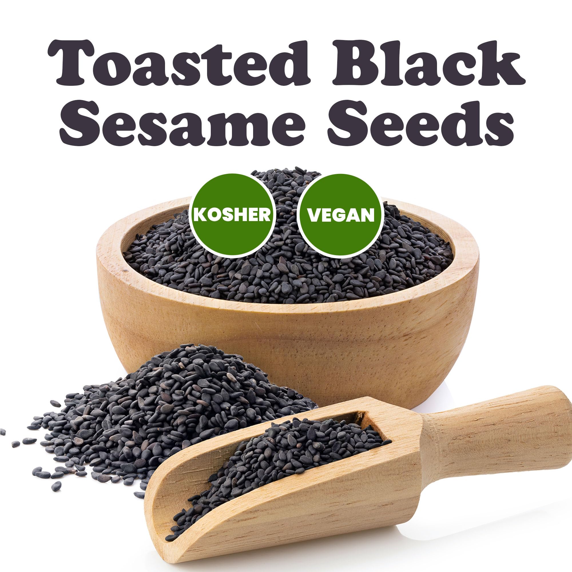 Food to Live Toasted Black Sesame Seeds, 8 Ounces - Crunchy and Nutritious Snack, Oven Roasted, Unsalted, No Oil Added, Perfect for Cooking, Baking