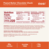 think! Protein Bars, High Protein Snacks, Gluten Free, High Fiber, Peanut Butter Chocolate Chunk, 10 Count