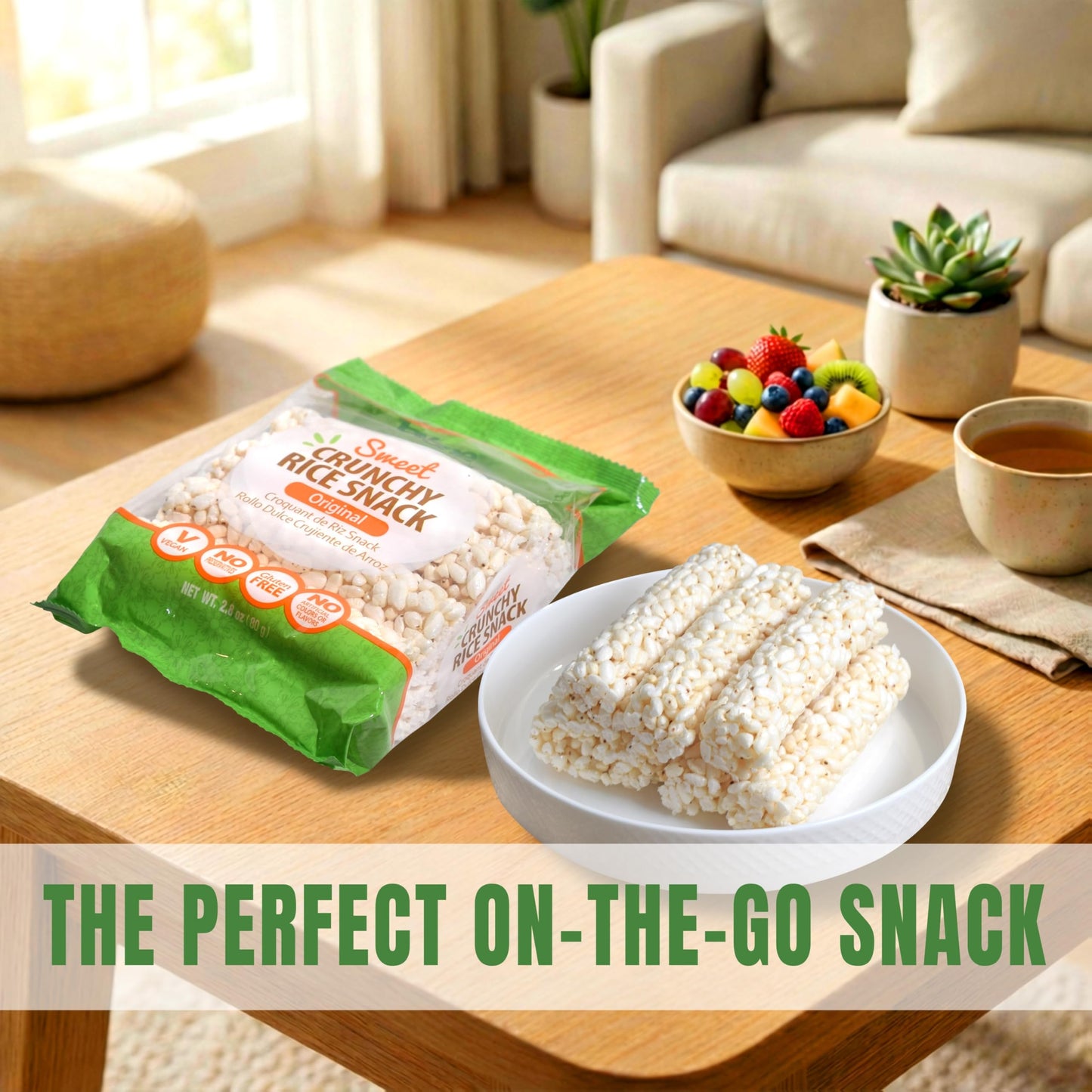 Jayone Crunchy Rice Cake Roll Snacks, Original Rice Cakes, Gluten Free, Vegan, Healthy Snacks for Adults and Kids, Simple Ingredients, No Artificial