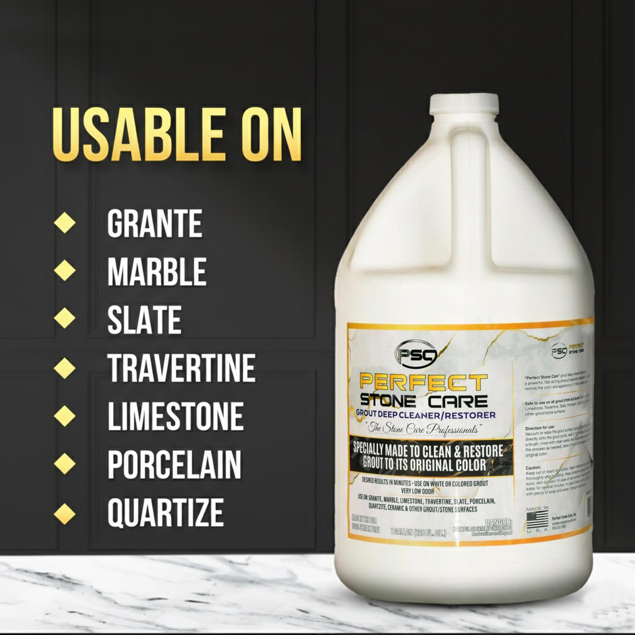 Perfect Stone Care PSC Grout Cleaner and Restorer for Tile Refill, Granite, Marble, and Porcelain, Deep Tile Cleaner, Safe Ingredients, Effective