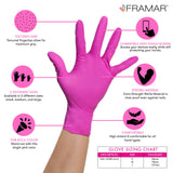 FRAMAR Pink Gloves Disposable Latex Free - Pink Nitrile Gloves Medium, Latex Free Glove Medium, Guantes De Nitrilo, For Hair Dye, Salon, Cleaning