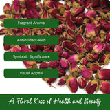 NPG Freeze Dried Rose Buds 16 Oz, Approx. 1,024 Whole Buds, Aromatic Herbal Tea & Edible Flowers for Baking, Bath, Soap Making, Crafts & Potpourri