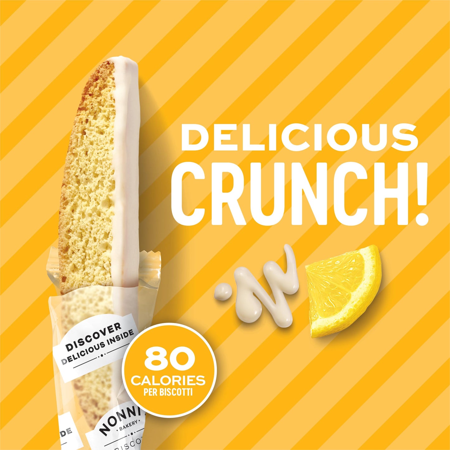 Nonni's Limone Biscotti Italian Cookies Tub - Individually Wrapped - Italian Biscotti - Lemon Cookies Perfect for Tea - Kosher - 1 lb 5.5oz (610g)