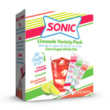 Sonic Singles To Go Limeade Variety Pack, Watertok Powdered Drink Mix, Includes 3 Flavors, Limeade, Cherry Limeade, Strawberry Limeade, 1 Box (30