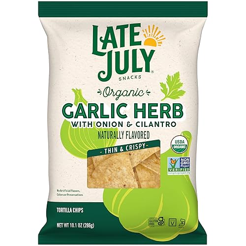 Late July Garlic Herb Organic Tortilla Chips, 10.1 Oz Bag