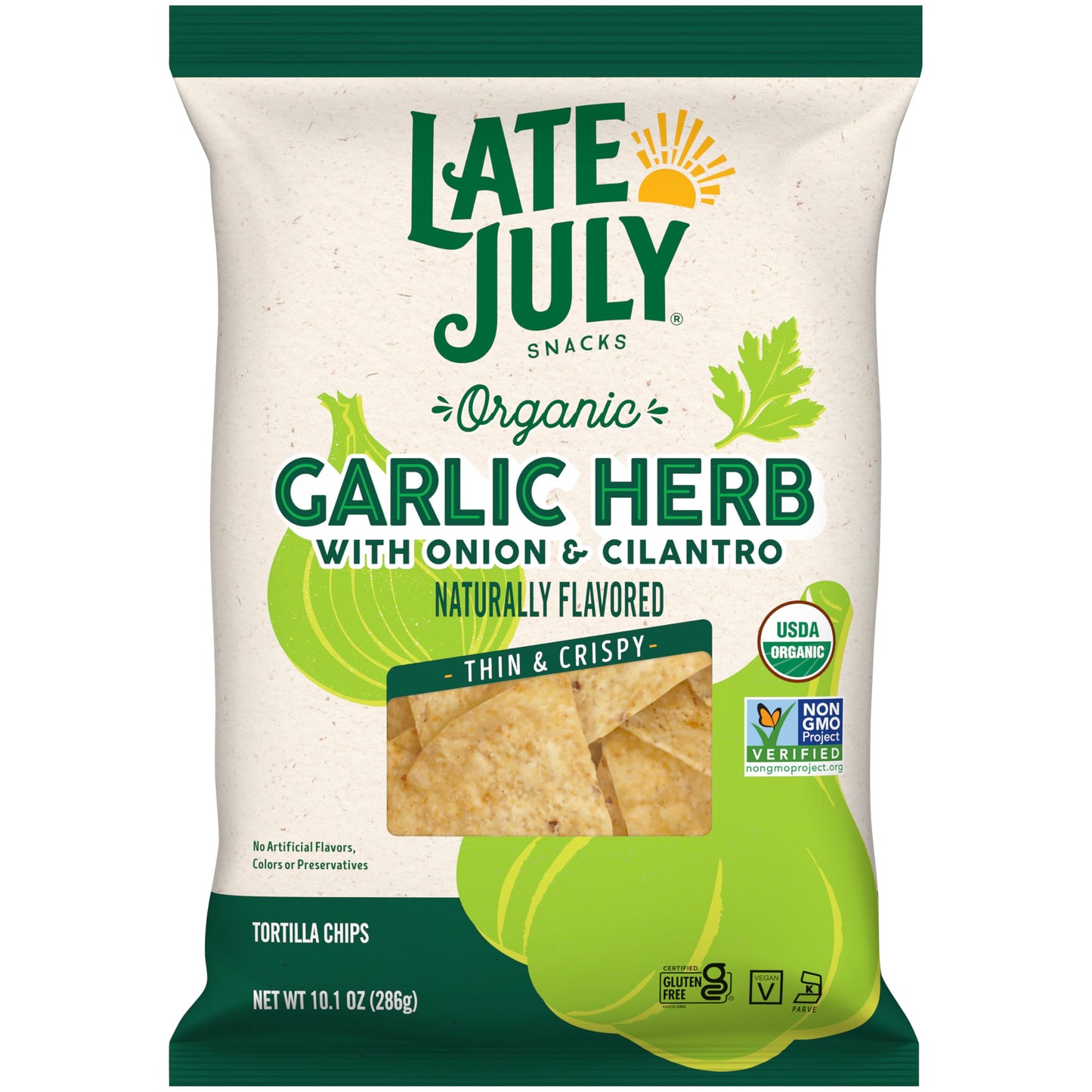 Late July Garlic Herb Organic Tortilla Chips, 10.1 Oz Bag