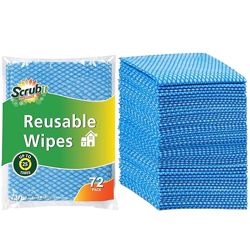 SCRUBIT Reusable Cleaning Wipes, Handy Wipes for Kitchen and Office - Dish Cloths for Washing Dishes - Multi Purpose Disposable Cleaning Towels (12 x