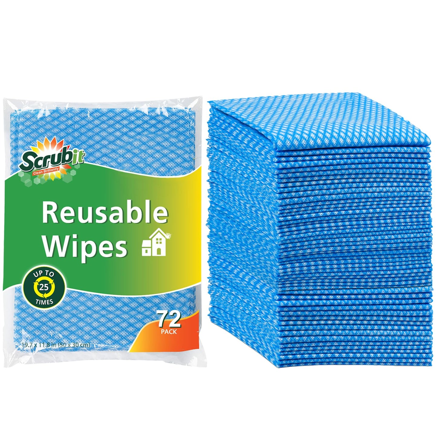 SCRUBIT Reusable Cleaning Wipes, Handy Wipes for Kitchen and Office - Dish Cloths for Washing Dishes - Multi Purpose Disposable Cleaning Towels (12 x