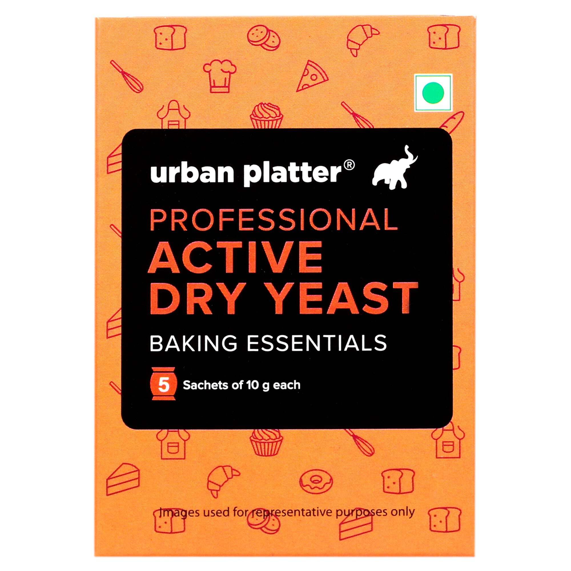 Urban Platter Active Dry Yeast | 1.76 Oz/50g (5 x 10g Packets) | Fast Rising Yeast | Gluten-Free | Long Shelf Life | Ideal for Bread, Pizza Dough