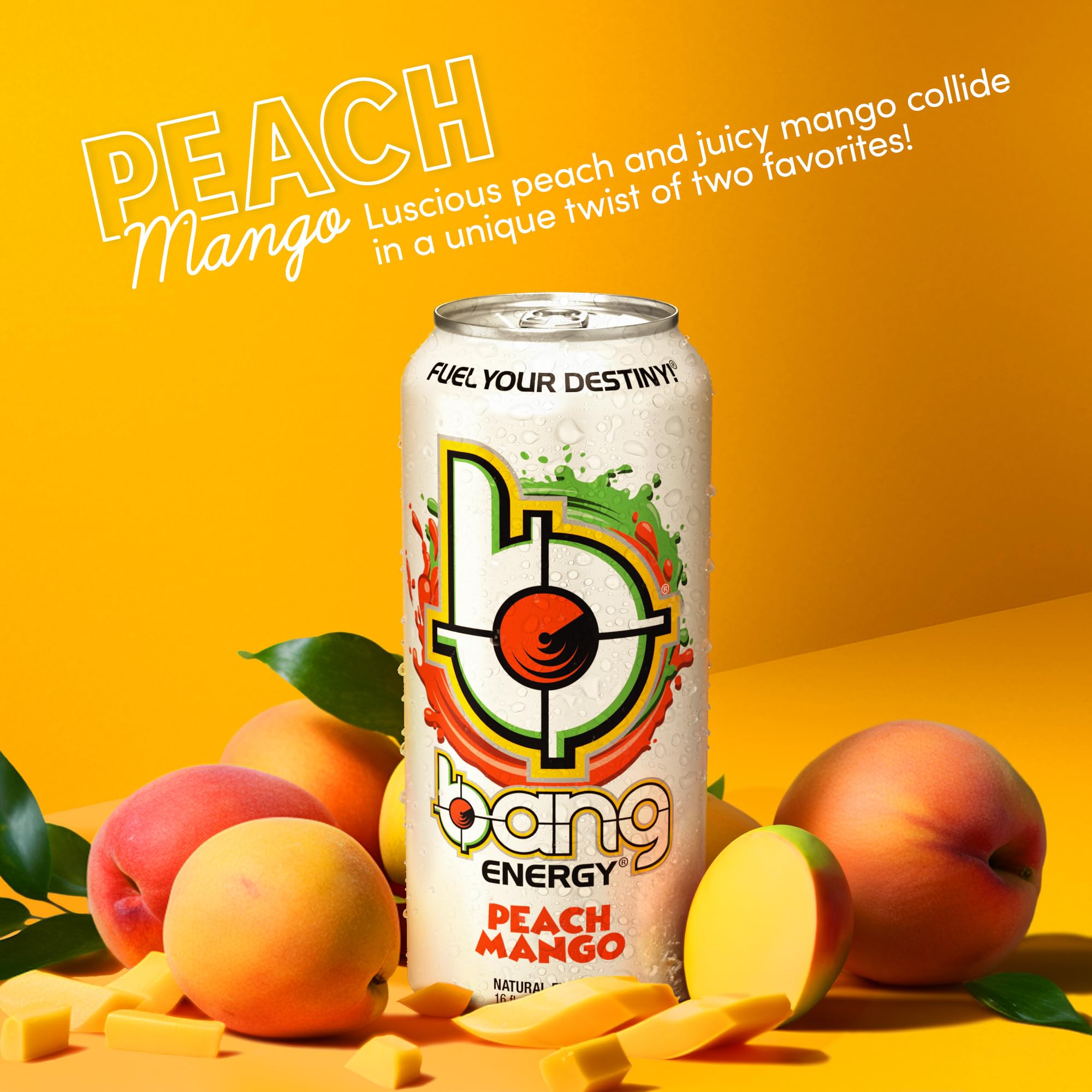 Bang Energy Peach Mango, Sugar-Free Energy Drink, 16-Ounce
