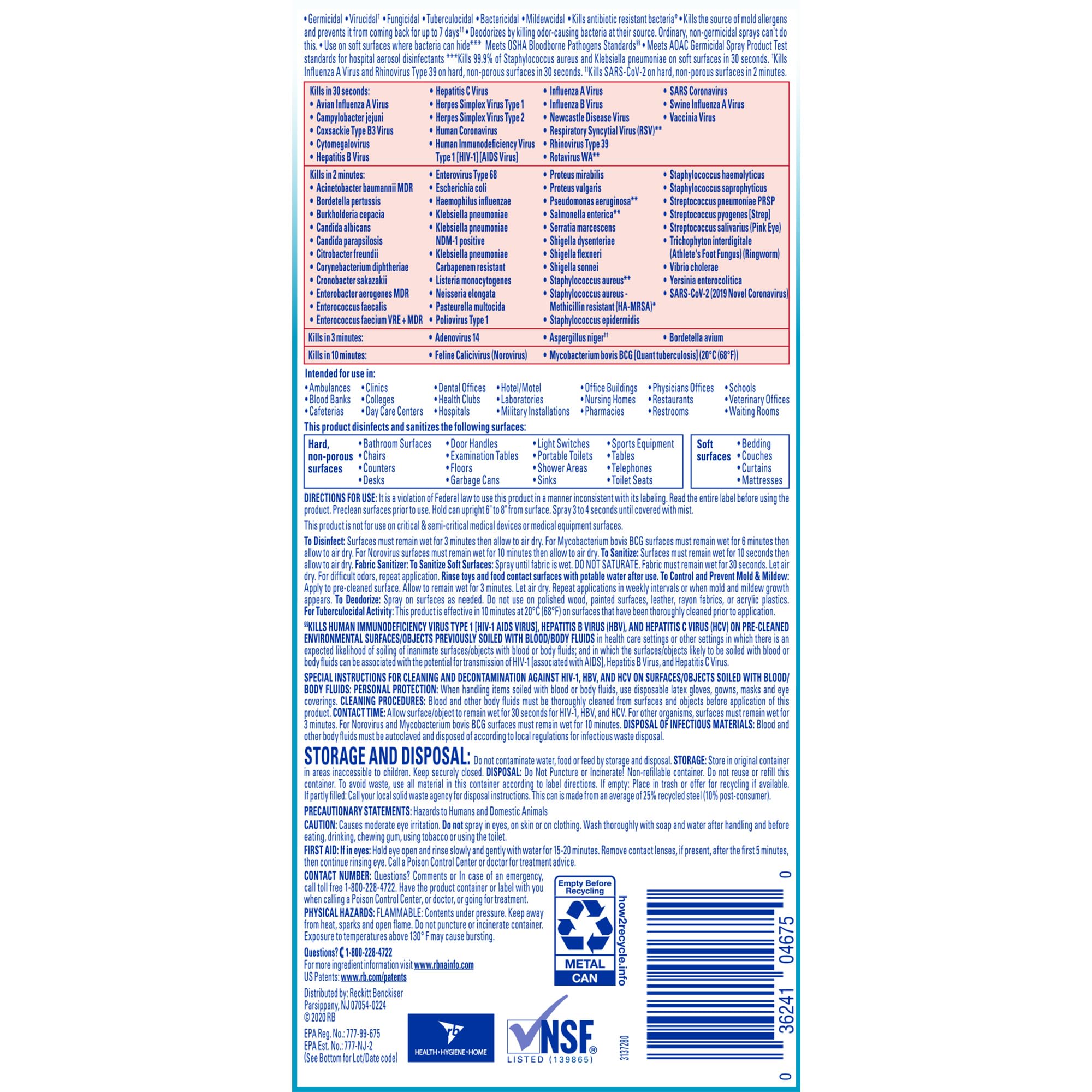 Professional Lysol Disinfectant Spray, Fresh, 228oz (12X19oz)