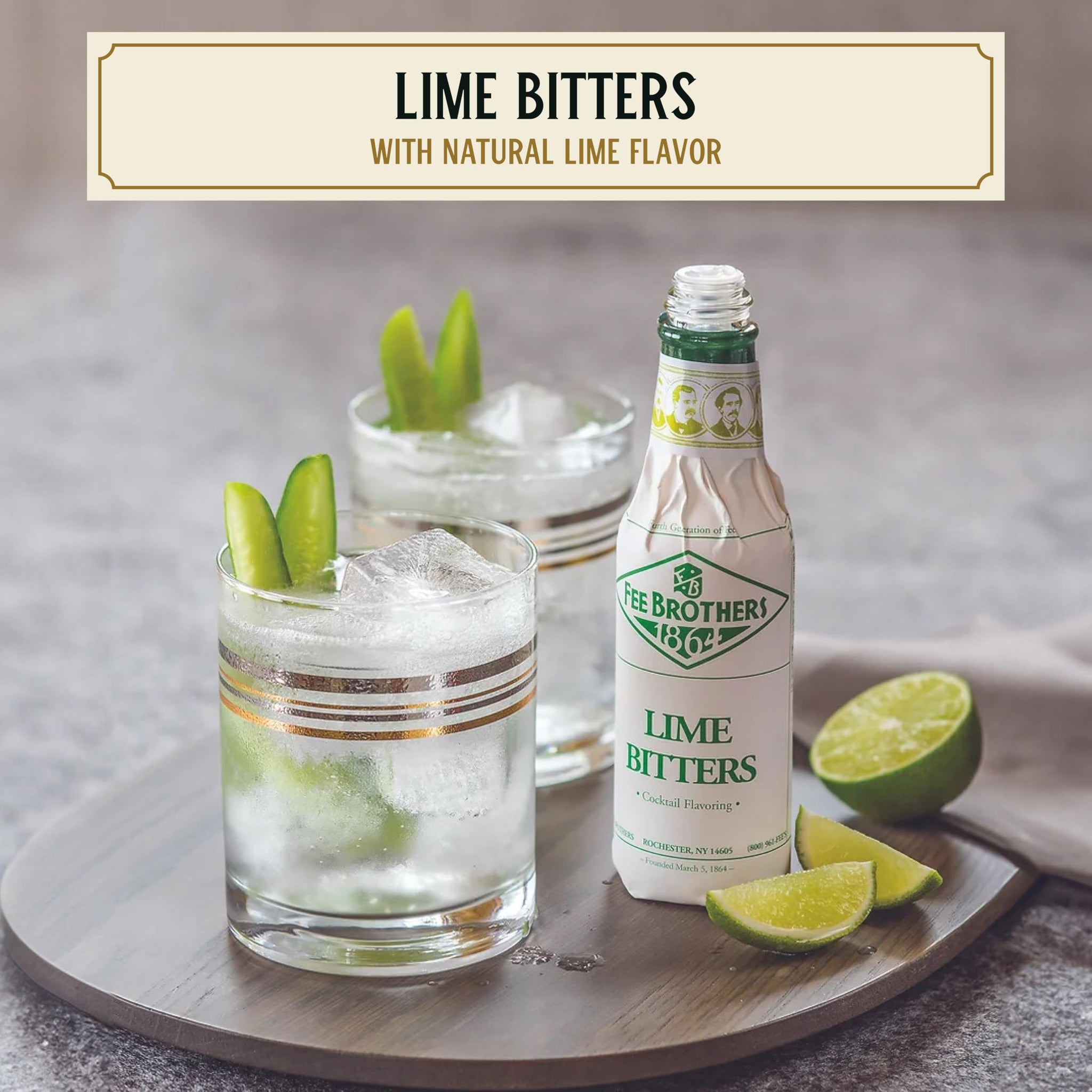 Fee Brothers Lime Cocktail Bitters - Aromatic Cocktail Mixer & Concentrated Flavoring, Gluten Free, Vegan-Friendly, 5 fl oz