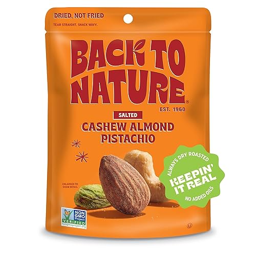Back to Nature Premium Nut Mix - Cashew, Almond & Pistachio Blend, Dry Roasted with Sea Salt, Non-GMO High Protein Snacks, 9 Ounce