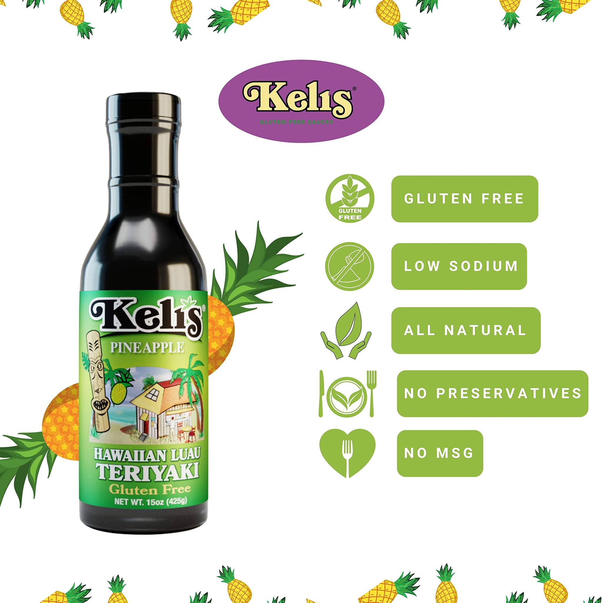 Pineapple Teriyaki Sauce. Hawaiian Luau Pineapple Teriyaki and Hulu Huli Basting Sauce. Low Sodium & Gluten Free - Made With Gluten Free Soy Sauce