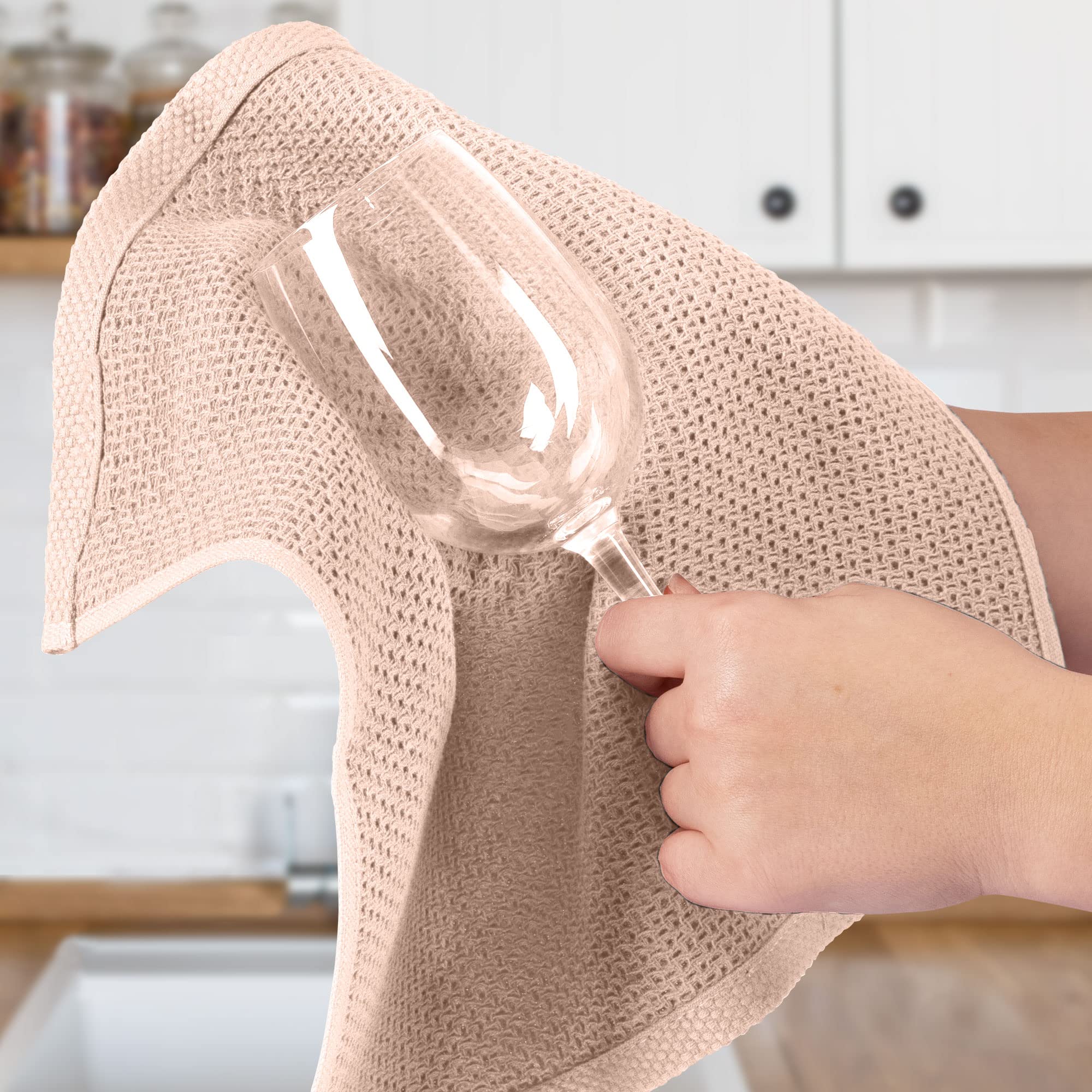 Zulay Kitchen Towels 3 Pack 100% Cotton Waffle Weave - 12x12” Super Absorbent Dish Towels for Kitchen - Reusable Kitchen Towels for Washing Dishes