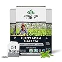 Organic India Purely Assam Black Tea - Caffeinated Herbal Tea Bags with Natural Assam Leaves, Enjoy with Milk & Sweetener, USDA Organic, Non-GMO