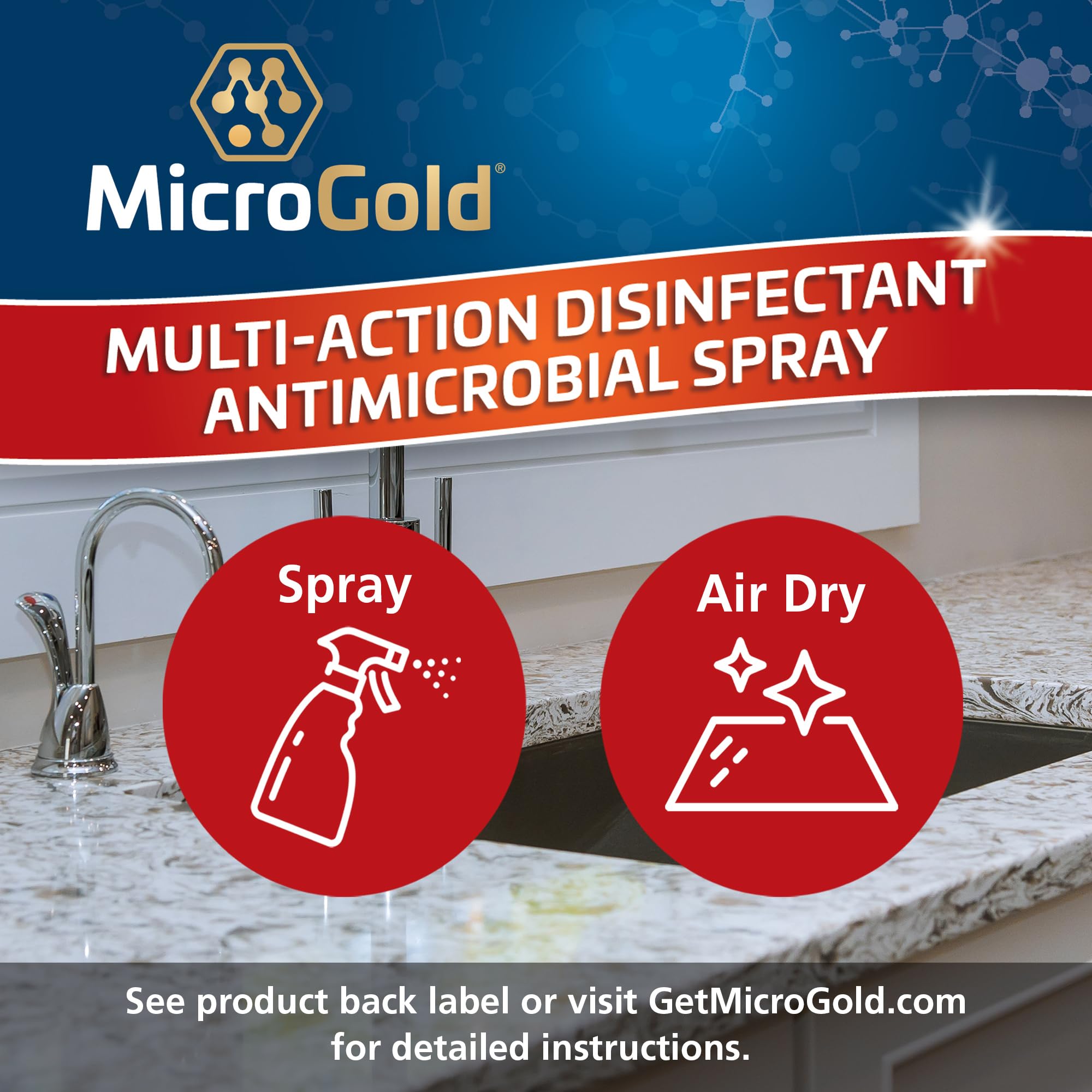 (2PACK) MicroGold Multi Action Disinfectant & Antimicrobial, Clear, 24oz2