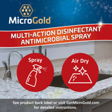 MicroGold Multi-Action Disinfectant Antimicrobial Spray Tested and Proven Effective to Kill the COVID-19 Virus, Kills 99.9% of Viruses and Bacteria