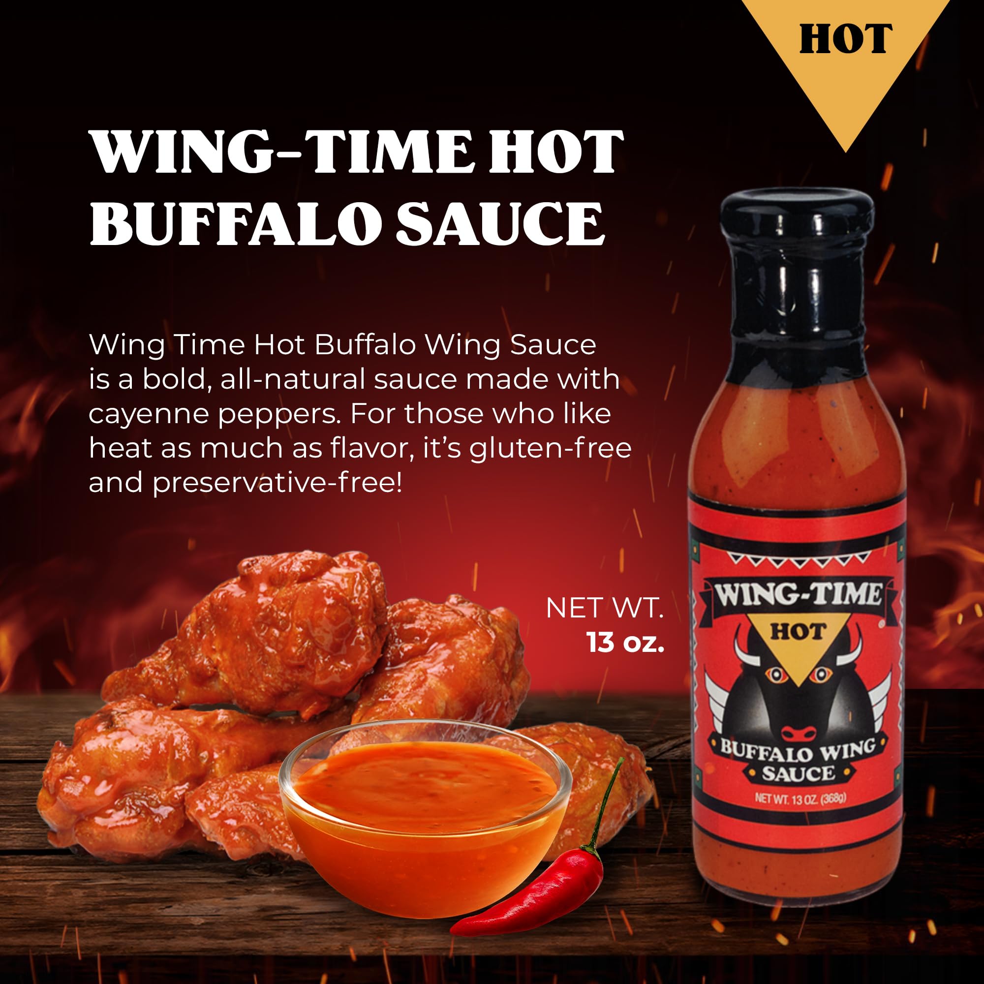Wing Time Sauce Wing Buffalo Hot (Pack of 12)