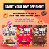 Three Wishes Grain-Free & Protein Cereal - Healthy, Low Sugar & Gluten-Free Breakfast Cereal - Low Carb, Plant-Based, Vegan & Non-GMO - Variety 3-Pack