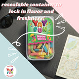 Halal Sour Neon Gummy Worms | 6 Pack Bundle (6x7 oz Tubs) | Chewy Sour Neon Color Worms | Resealable Tubs in Bulk with Display Box | Halal Bulk Sour