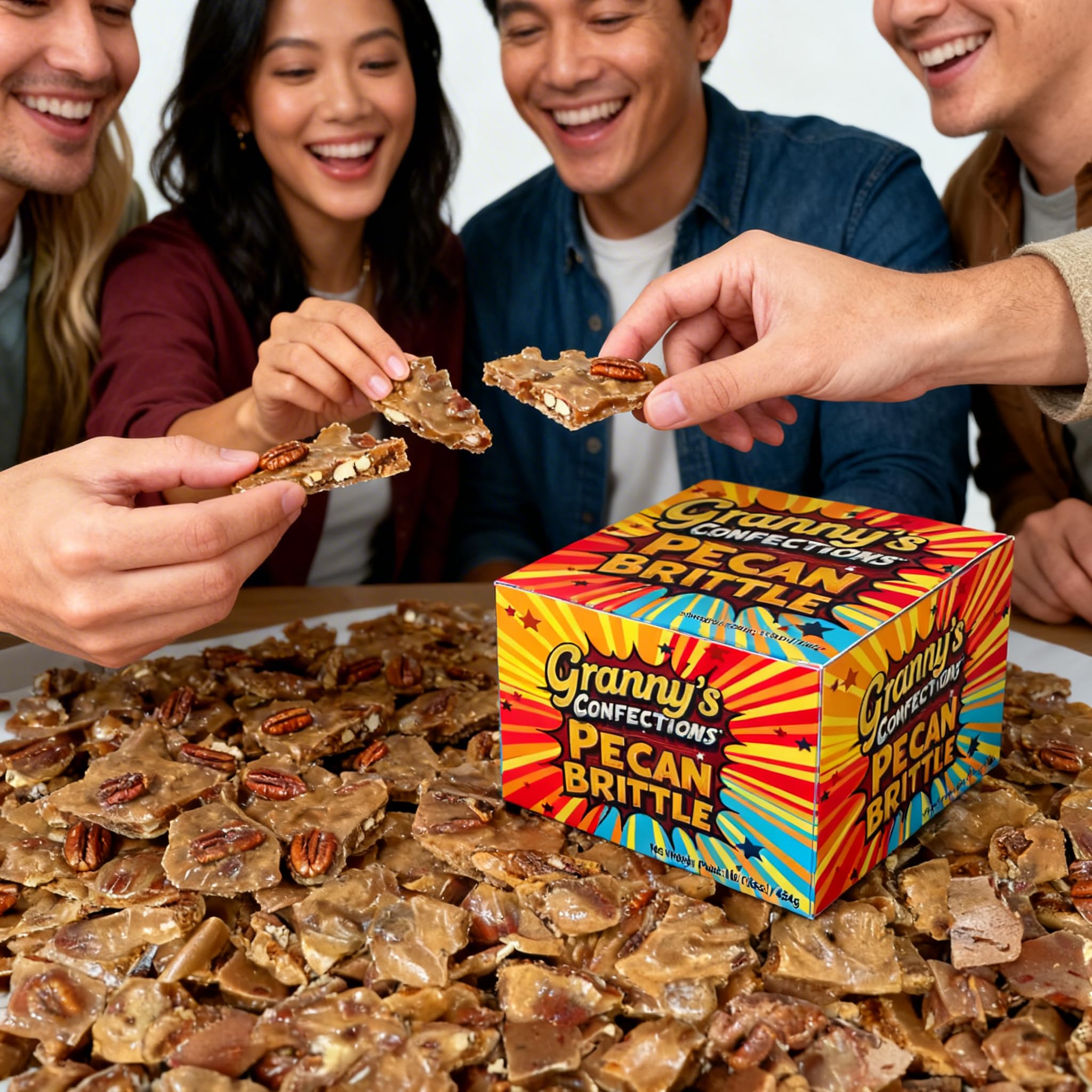 Granny’s Confections Pecan Brittle - 16 oz (454g) Premium Gourmet Candy - The Gift to Give.