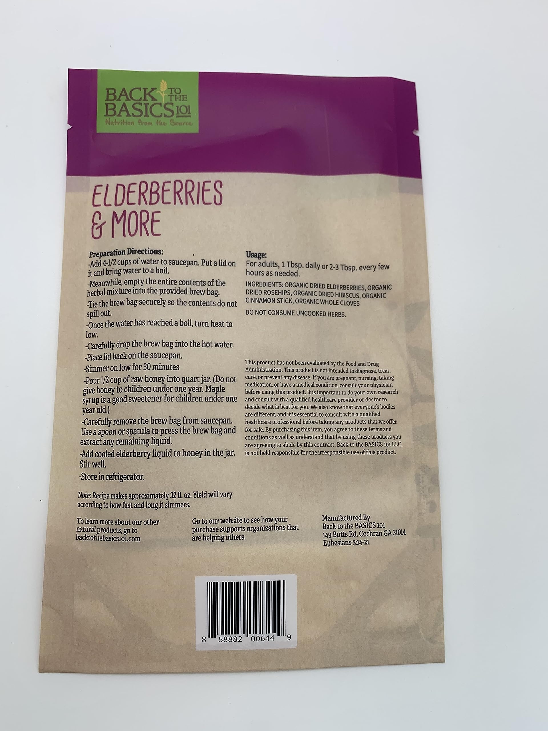 Elderberries & More Ultimate Syrup Mix - Makes Approx. 32 oz with Honey - Organic Dried Ingredients -Included Tea Bag - Elderberry, Rosehips