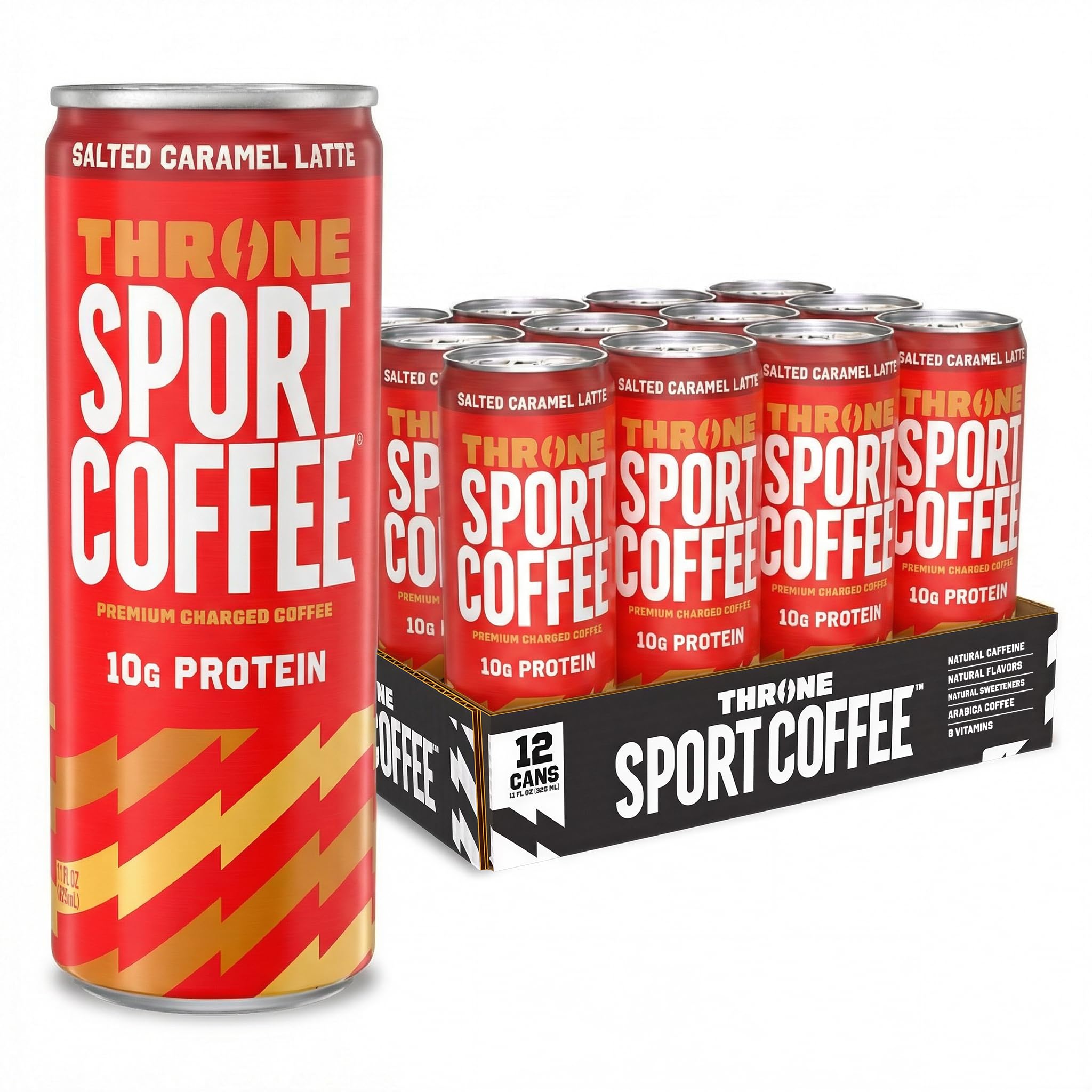 Throne Sport Coffee Latte - 10g protein - 150mg Natural Caffeine and B Vitamins - Lactose-Free, Premium Arabica, NSF Certified, Active Lifestyles