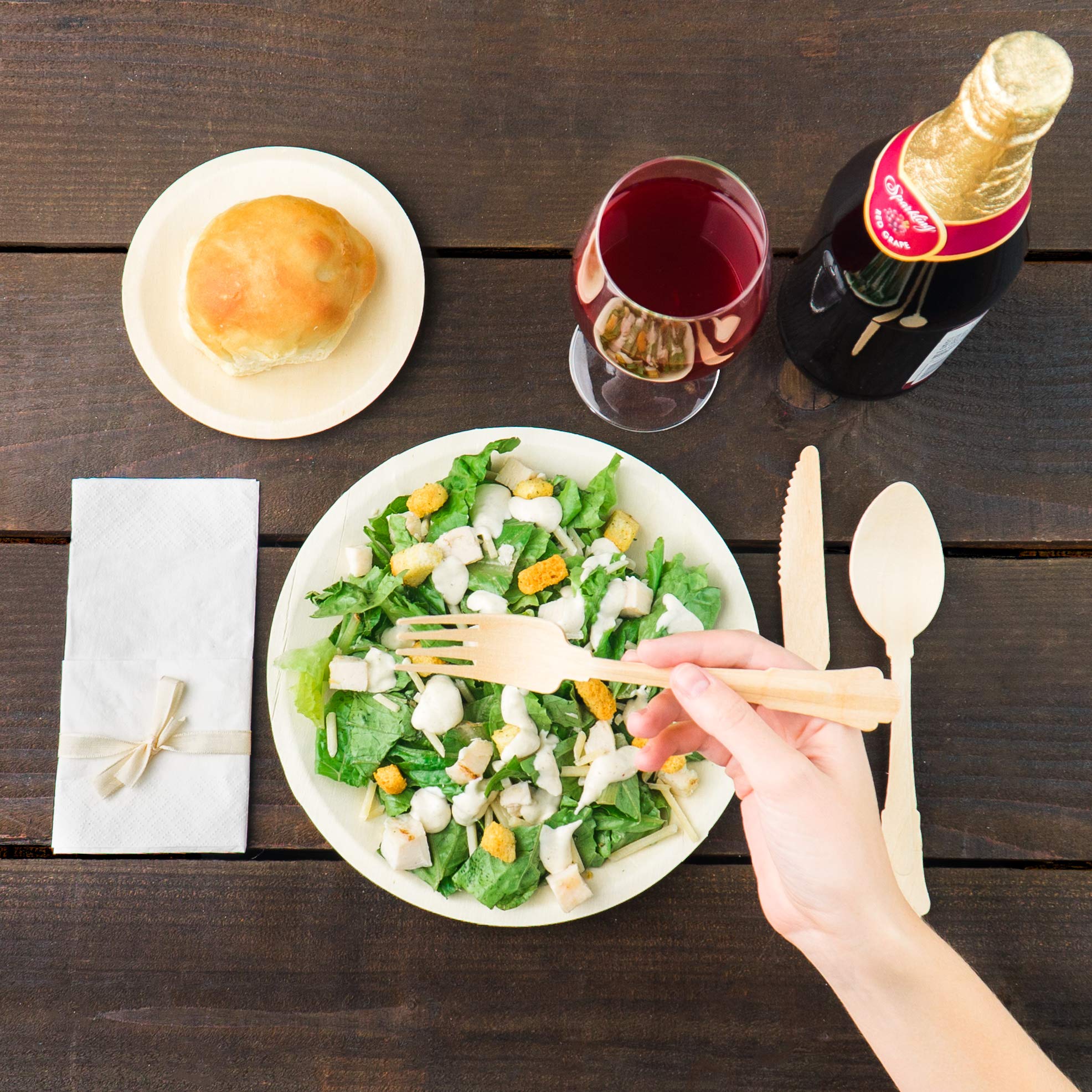 Birchware Elegant Forks 7.75” - (100 Count) Compostable Wooden Forks, Biodegradable Party Supplies, Sturdy, Heat Tolerant and Eco-Friendly.