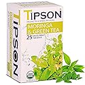 Tipson Organic Moringa Tea - Organic Green Tea - 25 Premium Double Chambered Bags - Superfood Tea - Keto/Paleo Diet Compatible