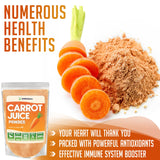 XPRS Nutra 100% Natural Carrot Juice Powder - Pure Carrot Powder from The USA - Ideal for Juice and Smoothie - High in Vitamin A, Phytonutrients