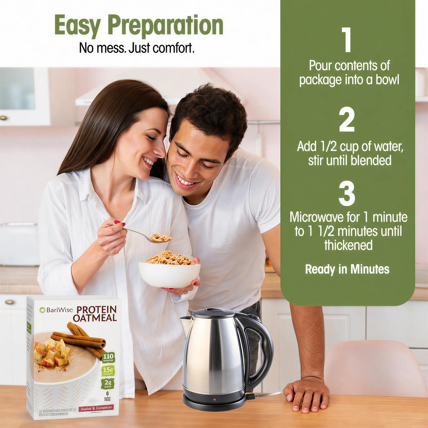 BariWise Instant Protein Oatmeal, Apples & Cinnamon - Low Fat & Gluten Free (7ct)