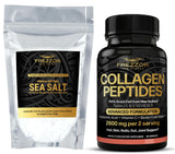 FREZZOR Mineral-Rich Flaky Sea Salt Combo-Pack with FREZZOR Advanced Formulation Collagen Peptides, Flakes, Premium Gourmet, Unprocessed, 80 Minerals