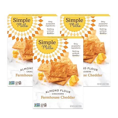 Simple Mills Almond Flour Crackers, Farmhouse Cheddar, 4.25 oz, 3 count