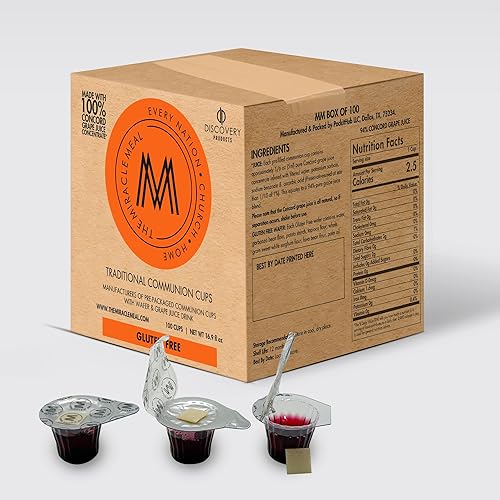 Pre Packaged GLUTEN FREE Traditional Communion Cups | Box of 100 with Juice and Wafer