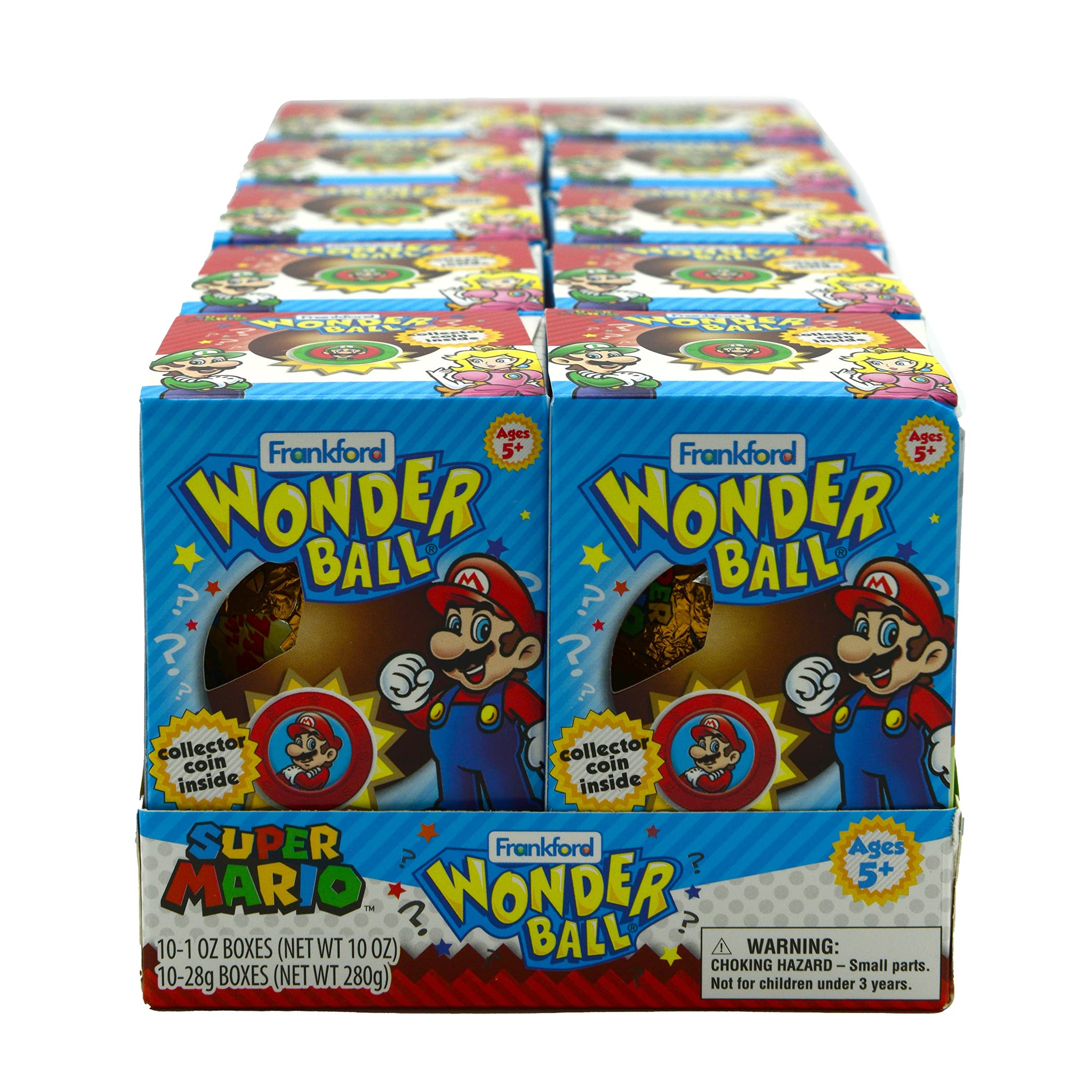 Super Mario Wonder Ball Milk Chocolate with surprise collectible coin, 10 Pack for Kids Teens Adults Boys Girls Men Women of all ages, Birthday Party