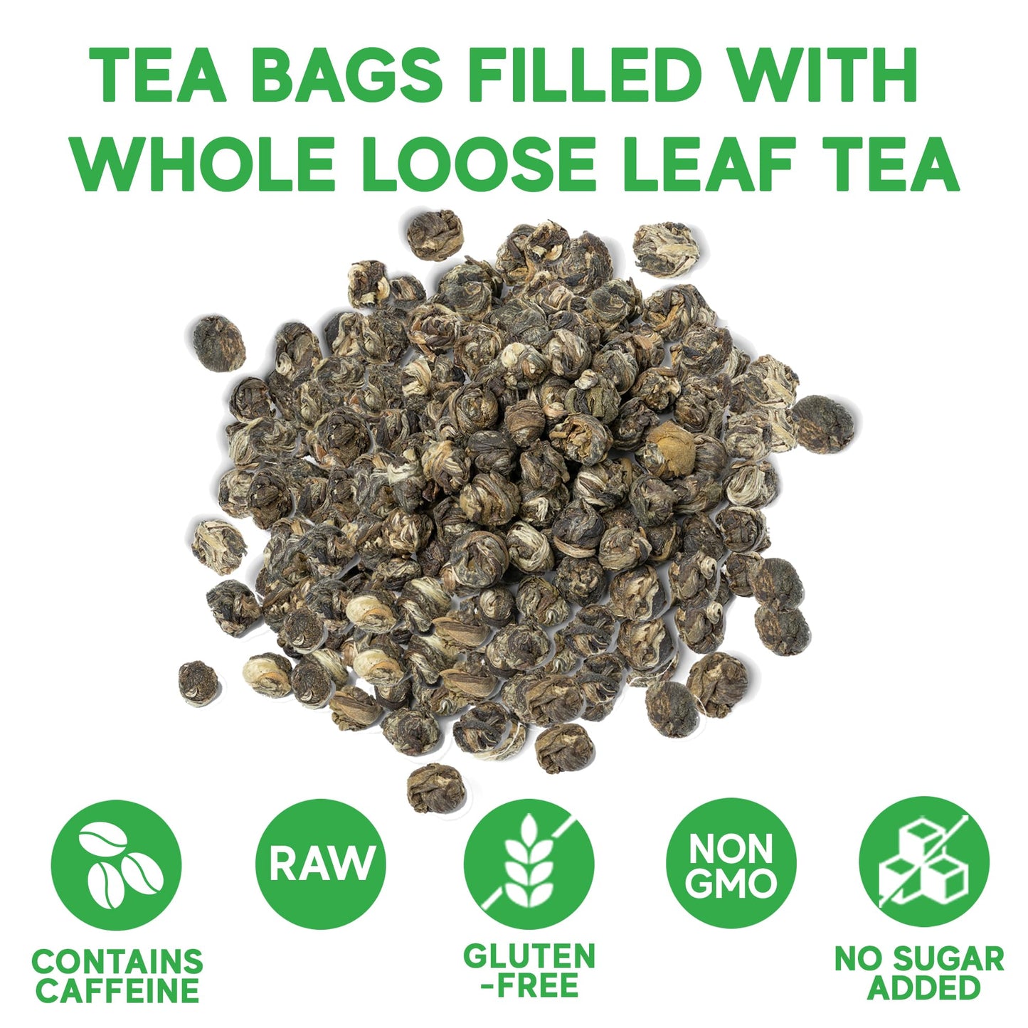 Sou Zen Jasmine Dragon Pearls | 30 Corn-Fiber Pyramid Tea Bags | Hand-Rolled Jasmine Green Tea | Non-GMO, Organic, and Preservative-Free