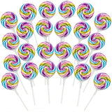 Swirl Lollipops With Natural Colors - 24 Count Pastel Rainbow Tutti Frutti Candy Pops, Classic Swirl Lollipops for Spring Party Favors & Classroom