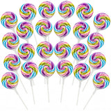 Swirl Lollipops With Natural Colors - 24 Count Pastel Rainbow Tutti Frutti Candy Pops, Classic Swirl Lollipops for Spring Party Favors & Classroom