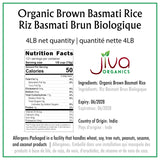 Jiva Organic Brown Basmati Rice 4 LB Bag - Premium Quality, Authentic Indian Origin, Whole Grain