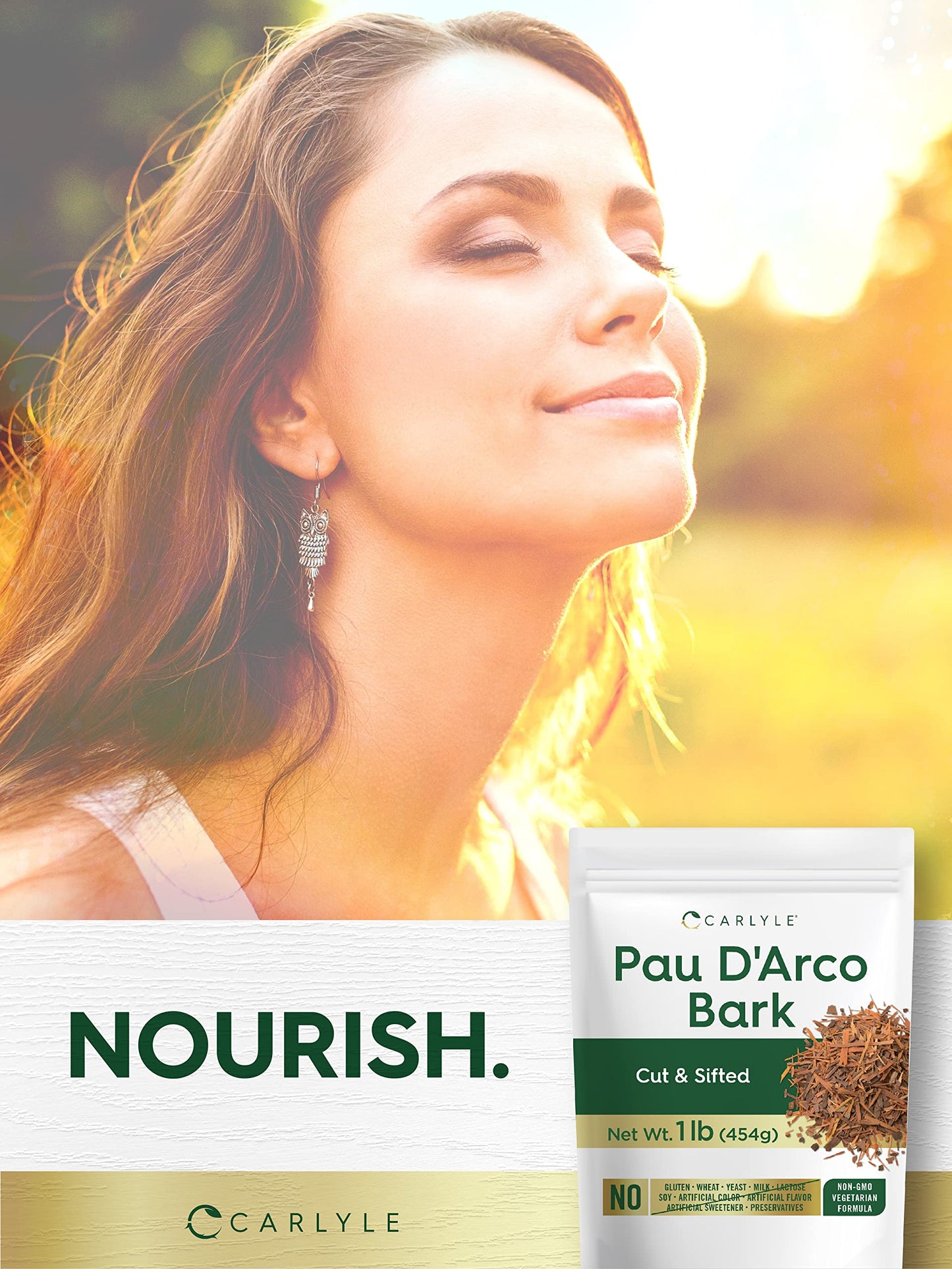 Carlyle PAU D'Arco Bark 1 lb Bag | Cut & Sifted | Vegetarian | Non-GMO, Gluten Free | Bulk Size