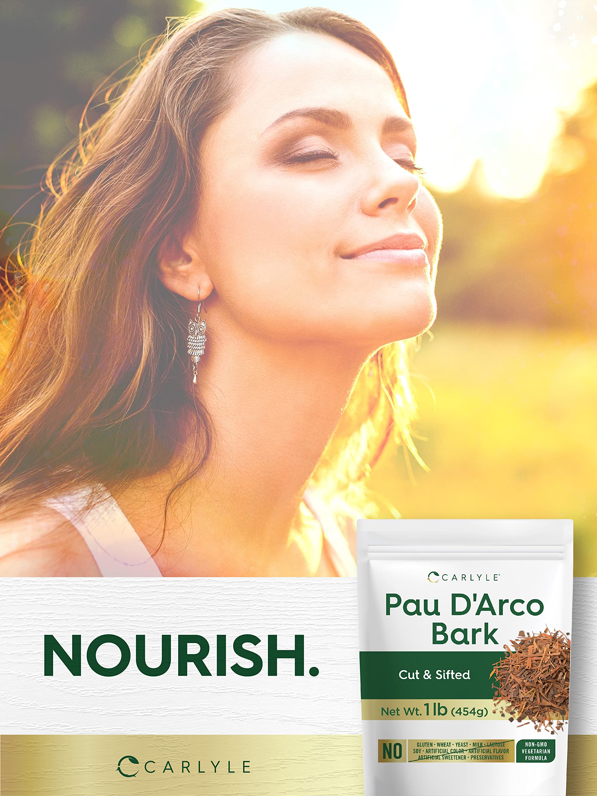 Carlyle PAU D'Arco Bark 1 lb Bag | Cut & Sifted | Vegetarian | Non-GMO, Gluten Free | Bulk Size